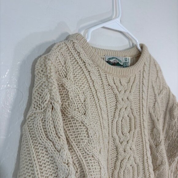 Aran Crafts Sweater Womens XS Wool Pullover Cable Knit Ivory Ireland - Picture 5 of 5